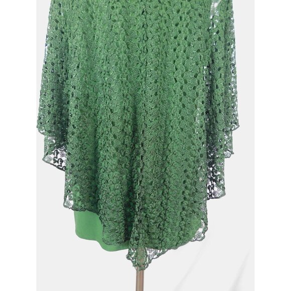 Olivia Blu XL Green Crochet Lace Poncho Blouse Boho Witch - Picture 7 of 11